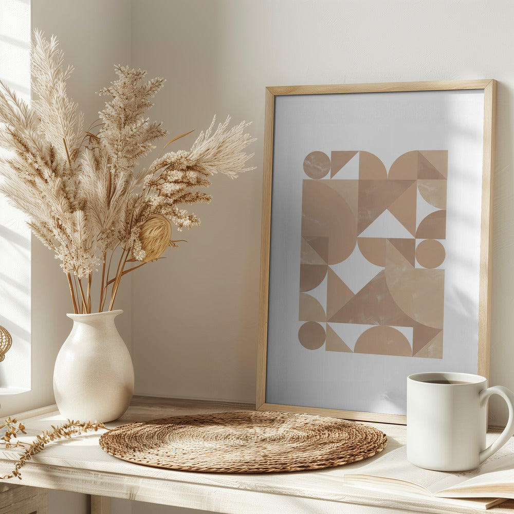 Beige Geometric Art Poster