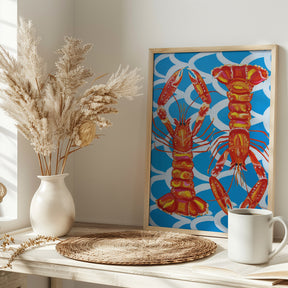 Langoustines On Blue Poster