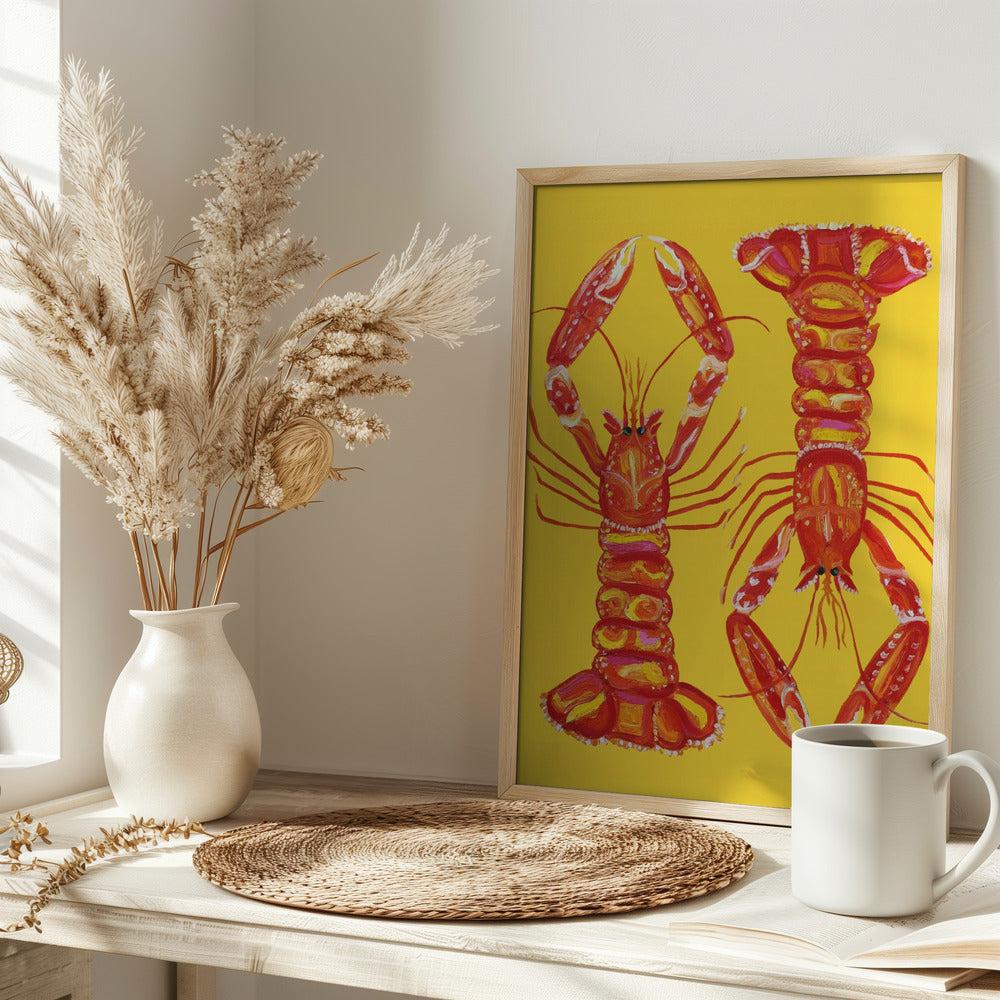 Langoustines On Yellow Poster