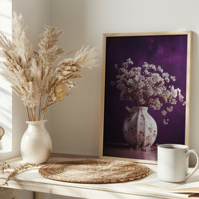 Dry Flowers On Purple Background Poster