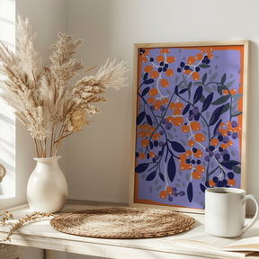 Blue And Orange Berries Poster