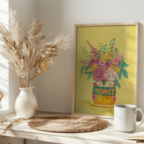 Flowers In a vintage Honey Can Poster