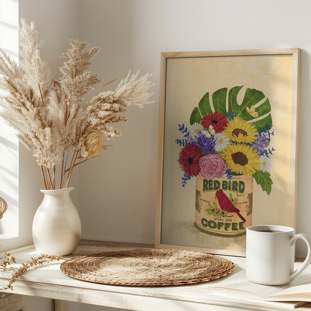 Flowers In a Vintage Coffee Can Poster