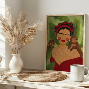 Frida and Monkeys Poster