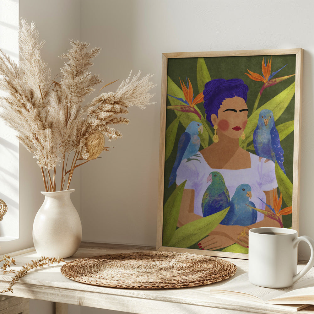 Frida and birds Poster