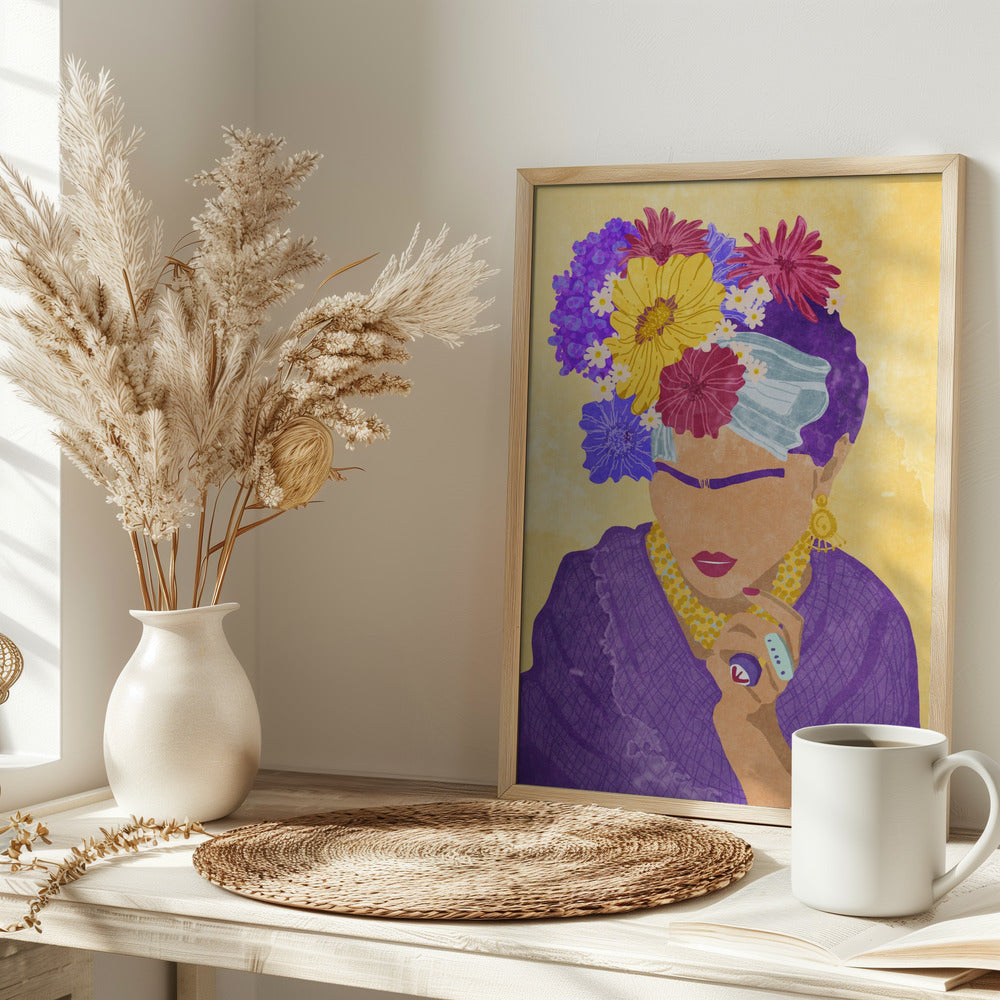 Frida and flowers Poster