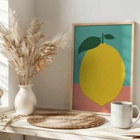 Lemon With Two Leaves Poster