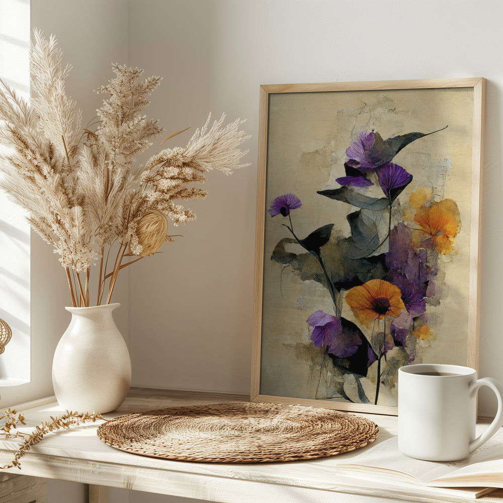 Purple Dry Flowers Poster