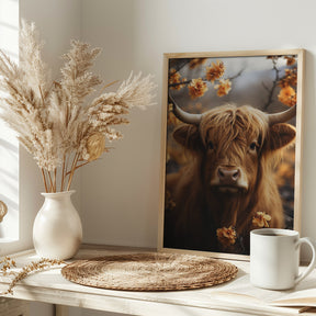 Bull And Flowers Poster