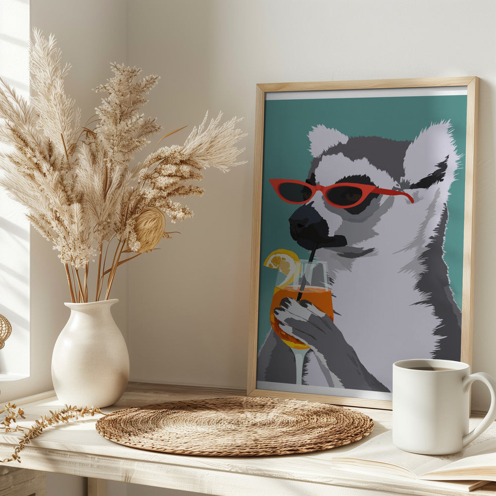 Jugdy Lemur with Drink Poster