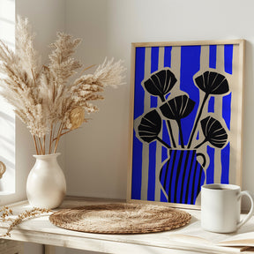 Striped Still Life Blue Poster