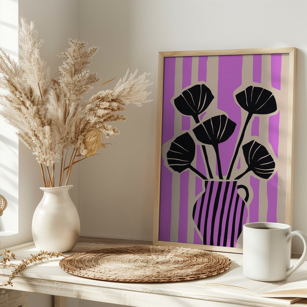 Stripes Still Life Purple Poster