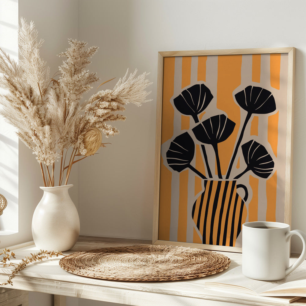 Striped Still Life Yellow Poster