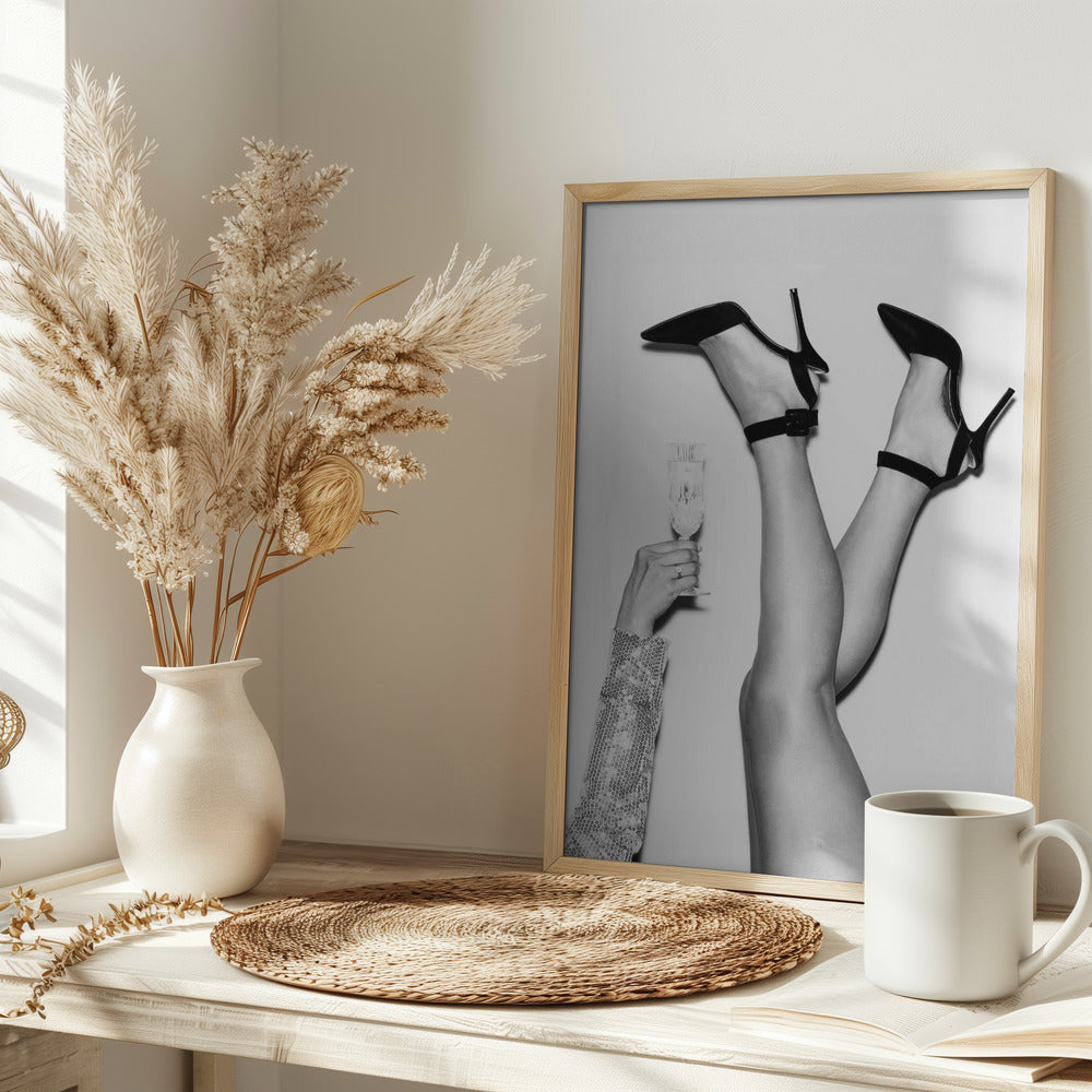 Champagne legs Black and White Poster