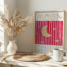 Pink and Red Moon Child Poster