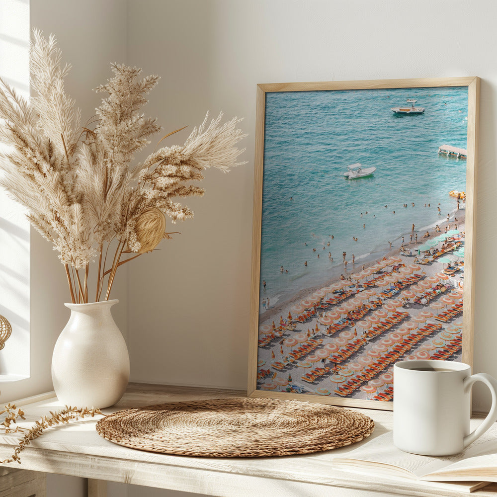 Positano Beach Scene Poster