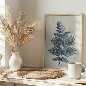 Teal watercolor fern 1 Poster