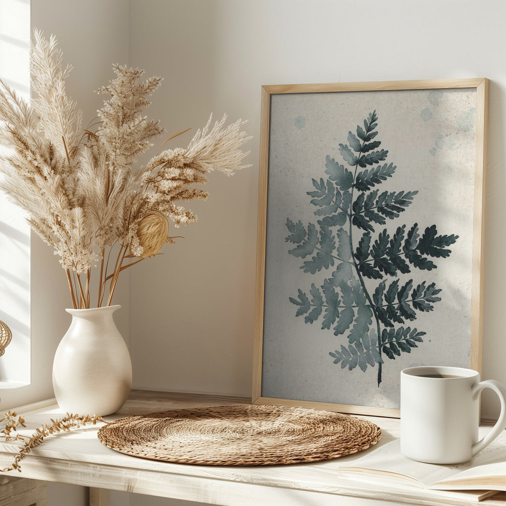 Teal watercolor fern 2 Poster