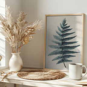 Teal watercolor fern 5 Poster