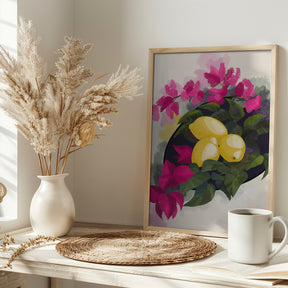 Bougainvillea and lemons Poster