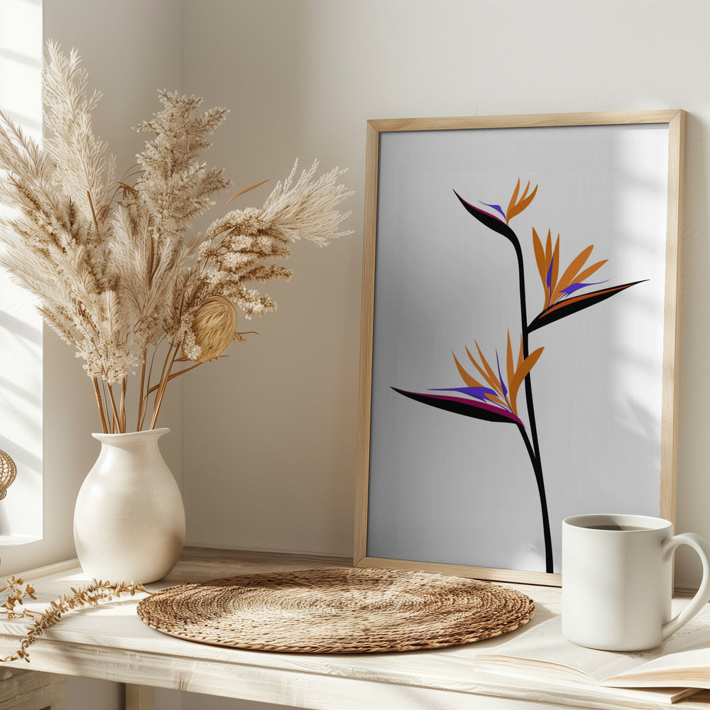 Bird of paradise in black Poster