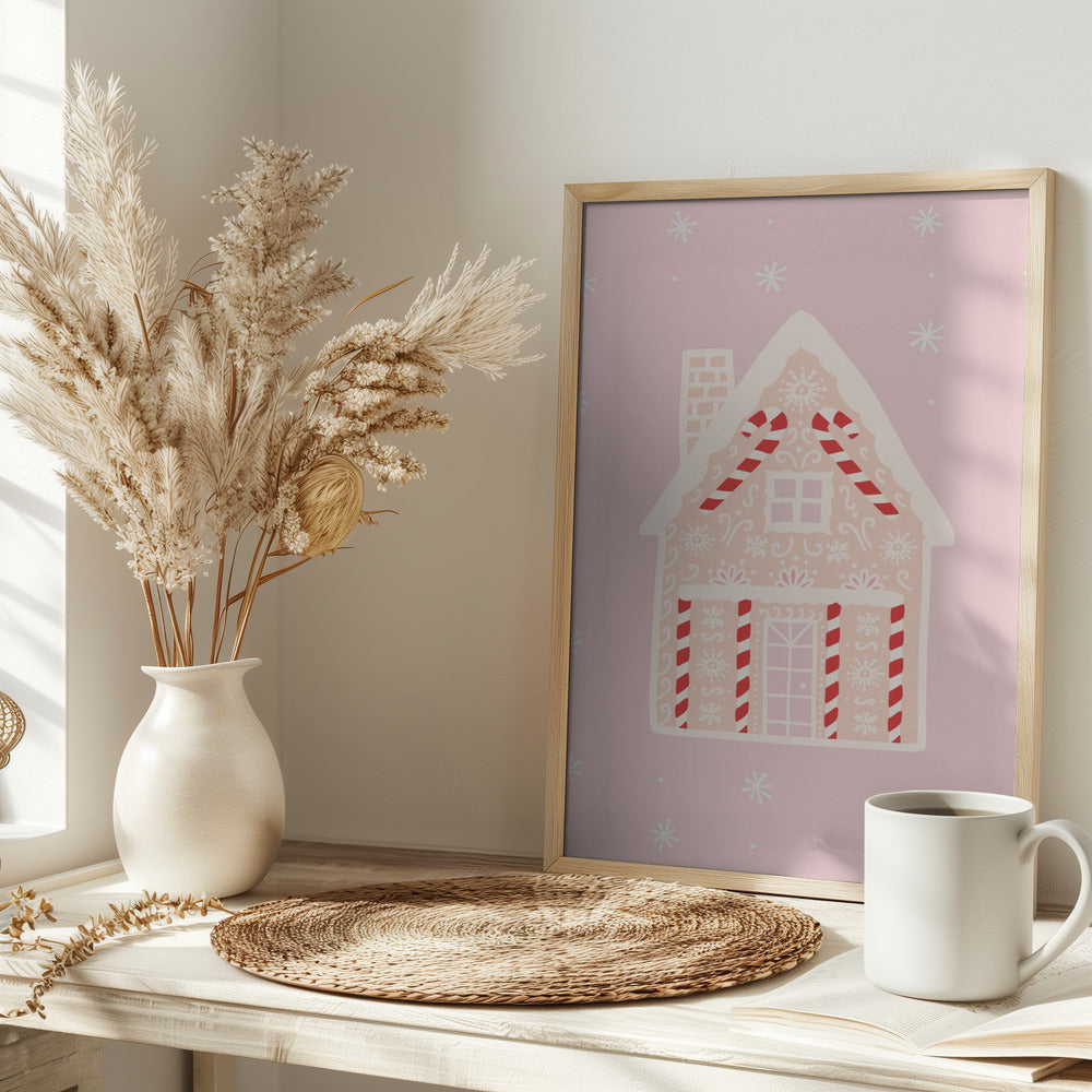 Pink Gingerbread House Poster