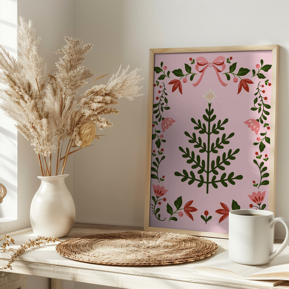 Pink Christmas Tree Poster