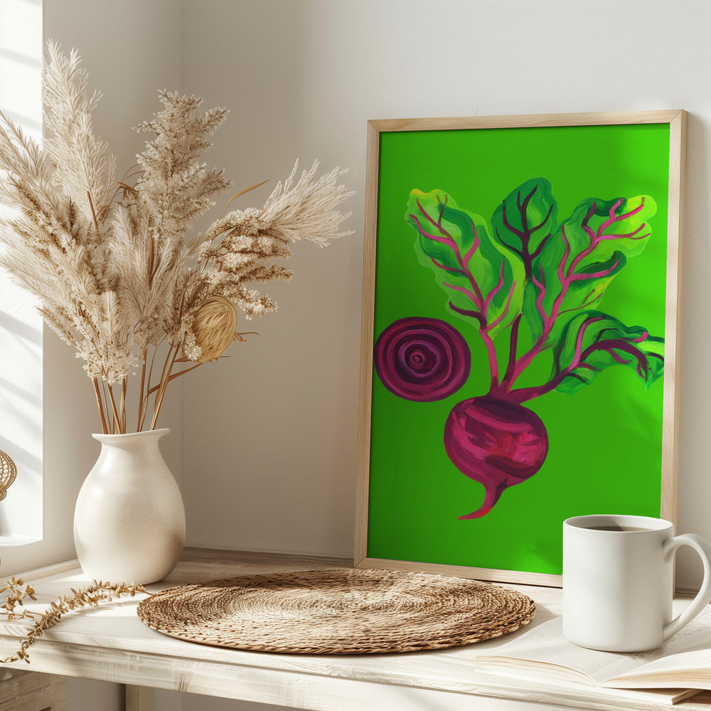 Beetroot Swirl Green Poster