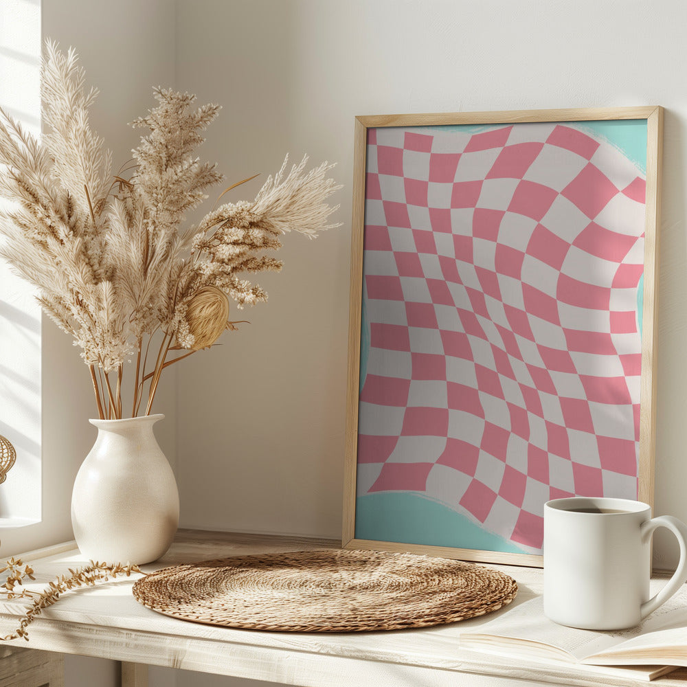 Pink Checker Cloth Poster