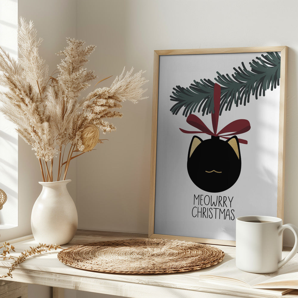 Meowrry Christmas bauble (black, white) Poster