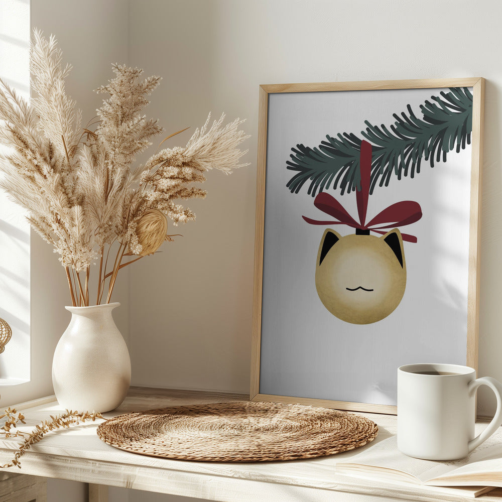 Meowrry bauble (gold white) Poster