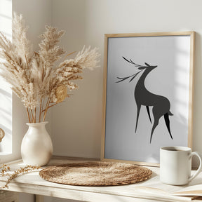 Stylized retro deer (grey) Poster