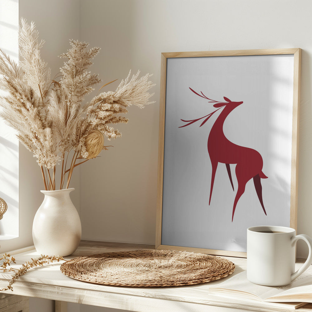 Stylized retro deer (red) Poster