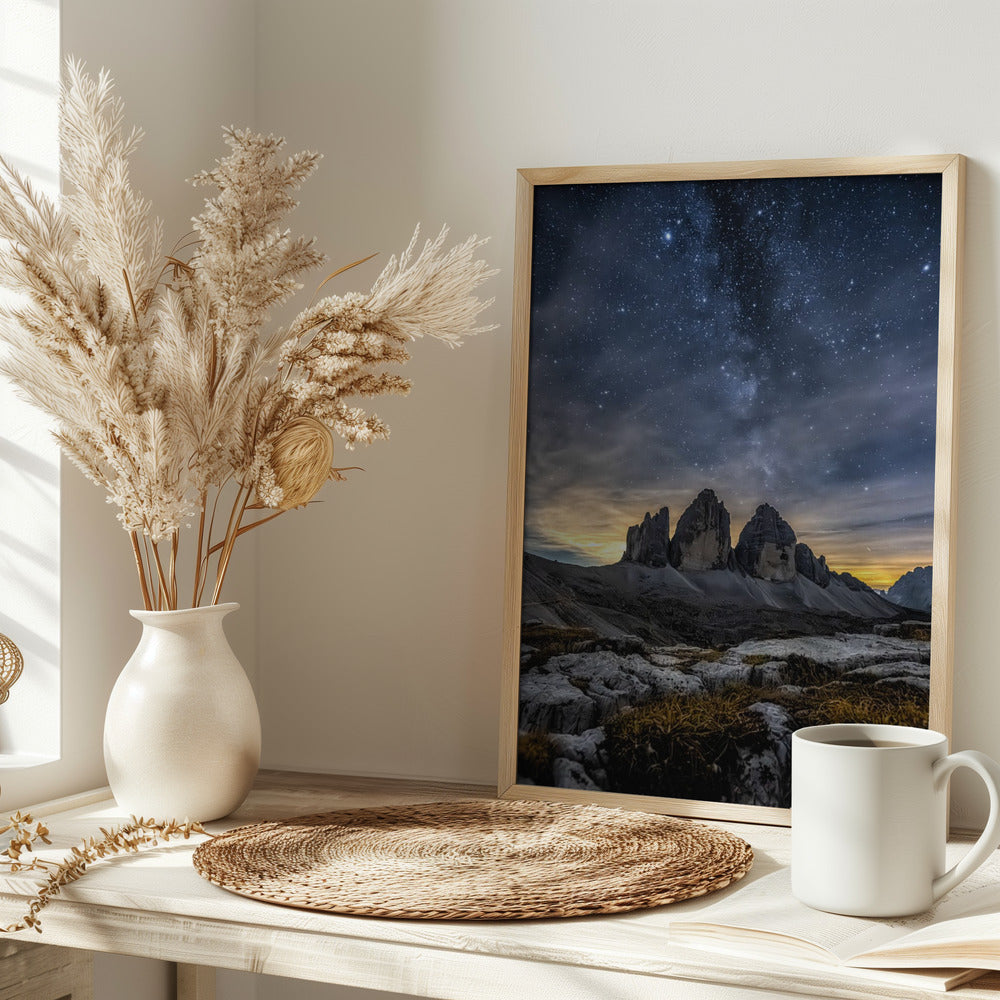 Dolomites at night Poster