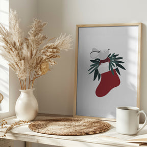 Cute mouse in a Christmas stocking Poster