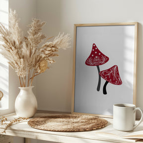 Iced mushrooms in red Poster