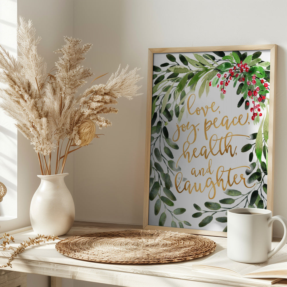 Holiday wishes with watercolor bouquet Poster