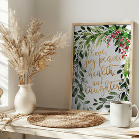 Holiday wishes with watercolor bouquet Poster