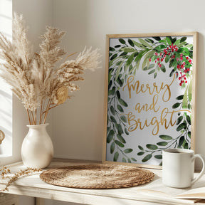 Merry and bright floral cascading bouquet Poster