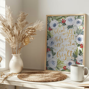 Silent night roses and holiday berries Poster