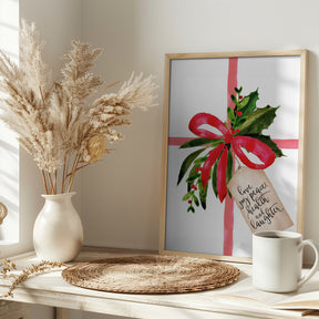 Watercolor gift with holiday wishes Poster