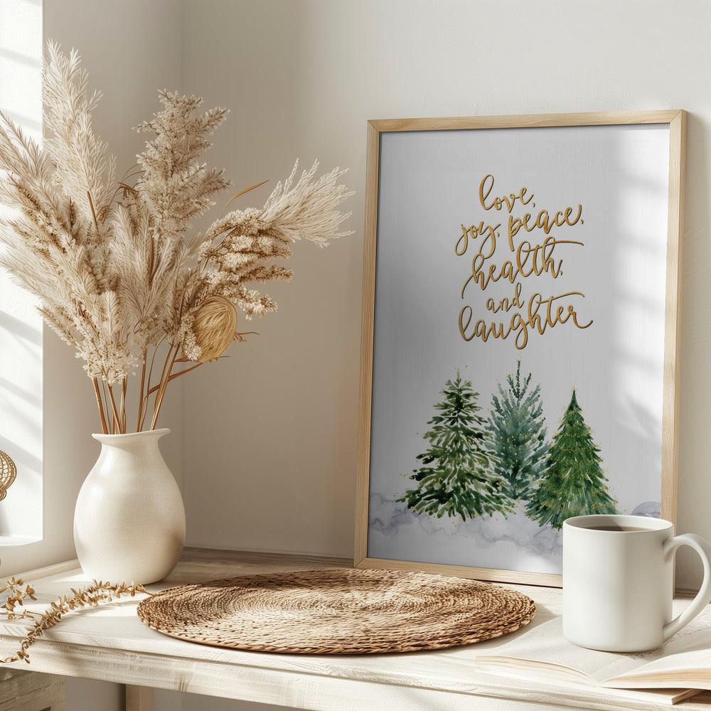 Christmas trees with holiday wishes Poster