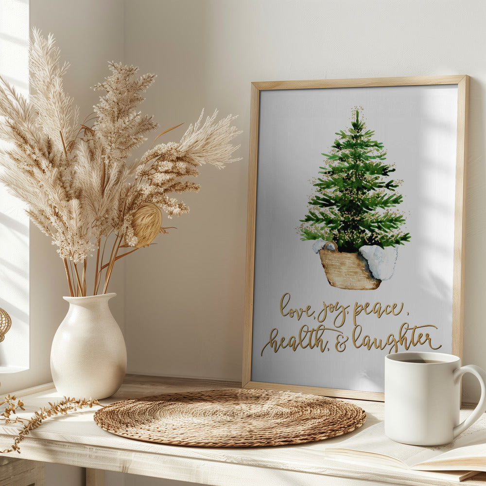 Cozy Christmas tree with holiday wishes Poster