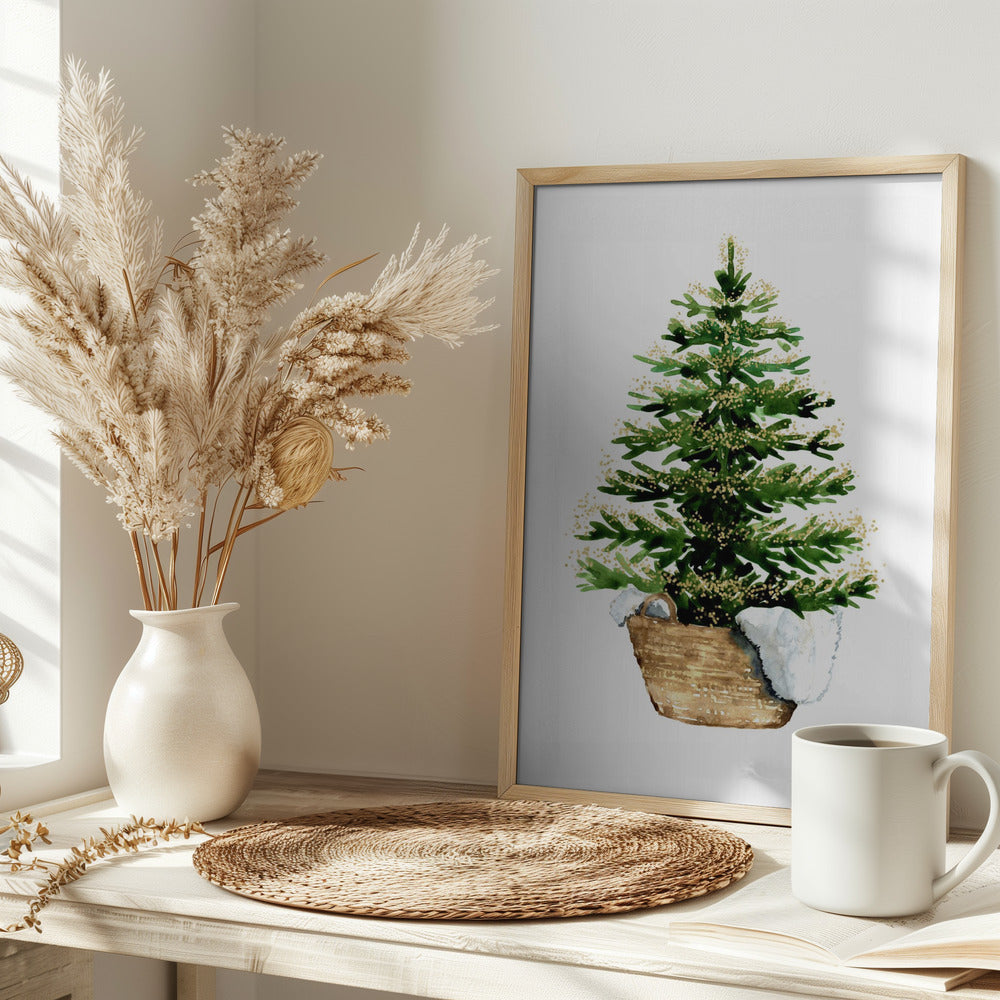 Cozy watercolor Christmas tree (2) Poster