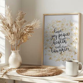 Holiday wishes with gold flowers Poster