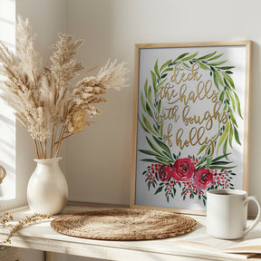 Floral wreath deck the halls Poster