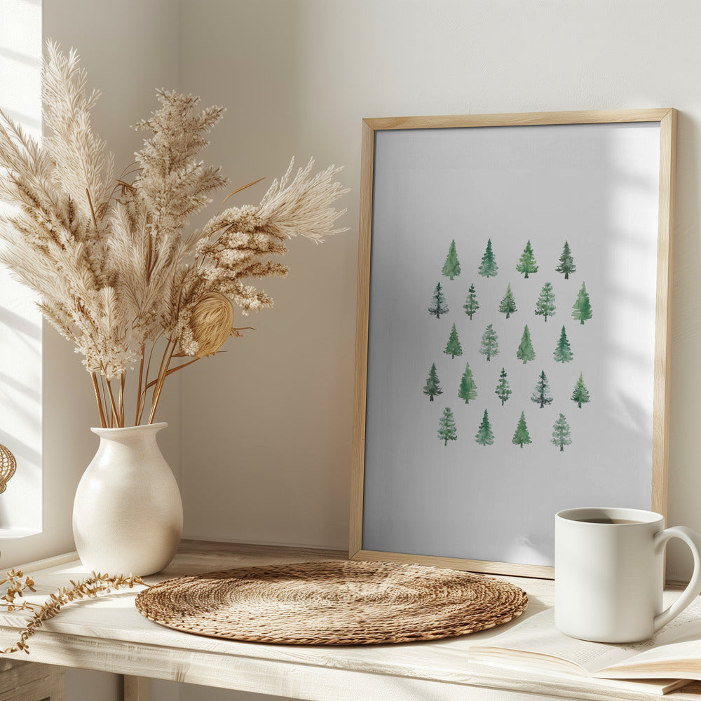 Little watercolor Christmas trees Poster