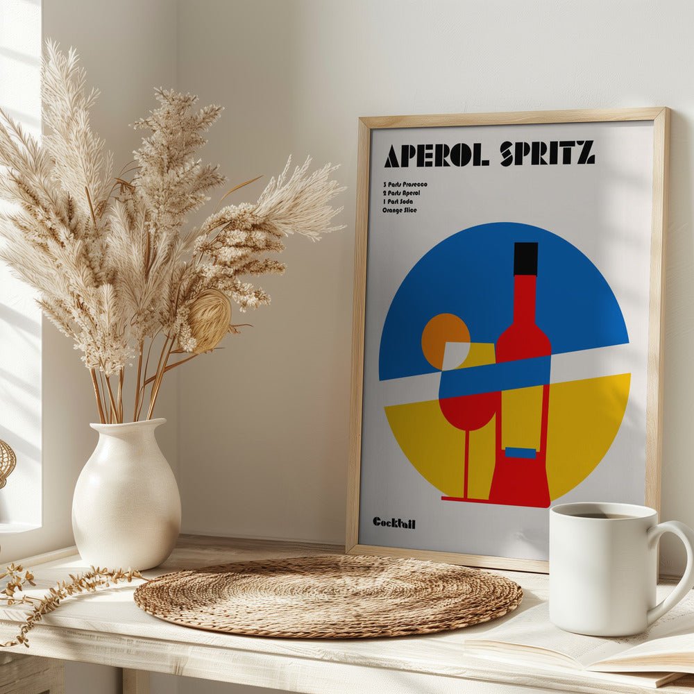 Aperol Spritz Cocktail Bauhaus Art Print Poster