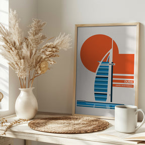 Dubai Burj Al Arab Minimalist Retro Travel Print Poster