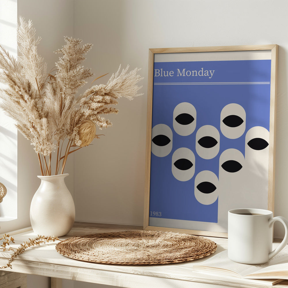 Blue Monday Abstract Retro Poster